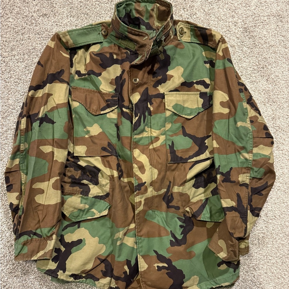 US Military‎ M65 Woodland Camo Coat Medium Long Field Jacket Cold Weather